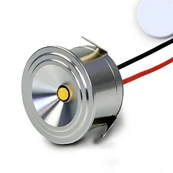 LED spot MiniAMP, IP54, 12V or 700mA, Ø 3cm / height 1.8cm, aluminium polished / clear, 3W 3000K 160lm 100°