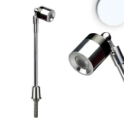 LED Vitrinen-Leuchte, IP40, height 25cm, 3W 5200K 100lm 671cd 25°, swivelling, aluminium / chrome