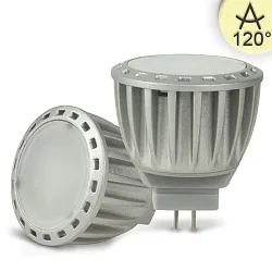 Pin based LED reflector lamp MR11 diffuse, 12V AC / DC, G4, 4W 3000K 250lm 120°, dimmable