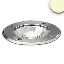 Outdoor LED in-ground spot COB, IP67, 7W 3000K 470lm 90°, walkable, inox steel / clear