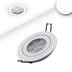 Recessed LED spot, prismatic, ultraflat, Ø 11.4cm, 15W 4200K 1120lm 72°, swivelling, dimmable, silver