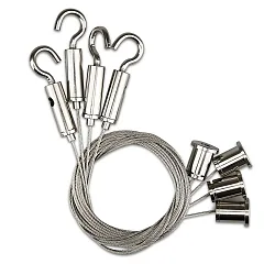 Steel rope suspension (4 pc.) for LED panels, with ceilng screw connection + counterpiece with hook, 150cm