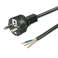 plug Schutzkontakt-Stecker schwarz, 1,5m, lose Kabelenden