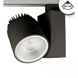 LED 3-phase track spot, 30°-50° focusable, 30W, rotatable and swivelling, dimmable, 4000K 3000lm, matt black