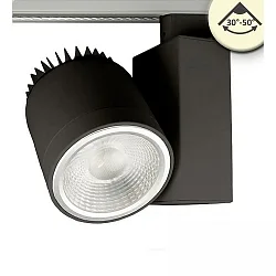 LED 3-phase track spot, 30°-50° focusable, 30W, rotatable and swivelling, dimmable, 3000K 2700lm, matt black