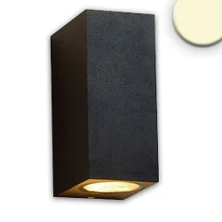 Outdoor wall luminaire Up&Down, IP54, angular, 2x GU10, excl. lamps, aluminium, sand black