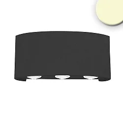 Outdoor LED wall luminaire Up&Down 6*1W CREE, with focus lenses, IP54, 6W 3200K 480lm, overlay beams, aluminium, sand black