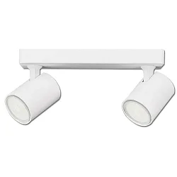 Wall- and ceiling luminaire GU10 Dual, 2 flame, IP20, swivelling, excl. lamps, aluminium, matt white