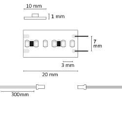 LED CRI940 MiniAMP Flex strip, 24V, 12W, 4000K, both sided 30cm cable with male plug, 500cm