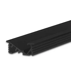 LED recessed profile FURNIT6 D for furniture mounting, 42° tilted, aluminium, 200cm, black RAL 9005