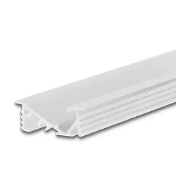 LED recessed profile FURNIT6 D for furniture mounting, 42° tilted, aluminium, 200cm, white RAL 9003