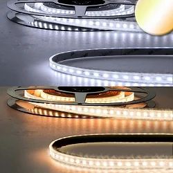 fully siliconised LED strip CRI923/950-FLEX 3-pole, tunable white, waterproof, with lens optics white