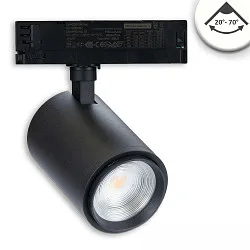 3-phase spot 42W - 20°-70° (DALI) rigid, DALI controllable, focusable IP20, black dimmable