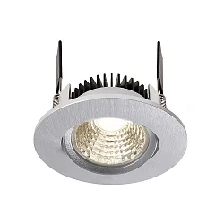 Recessed LED ceiling luminaire COB-68-350mA-ROUND, current constant, 6W, 4000K, 45°, brushed silver