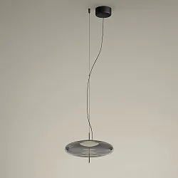 pendant luminaire PLAT RECESSED (PHASE) with shade, CCT Switch, adjustable, with diffuser IP20, black dimmable