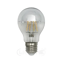 LED mirror-head pear shape filament lamp A60, E27, 4.5W 2700K, silver / clear