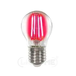Decorative LED drop shape filament lamp P45, E27, 4W red / clear