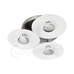 Ceiling rondel NIKKI 3-flame, incl. 3x GU10 5W 2700K 350lm (3-StepDim), silver grey / satined