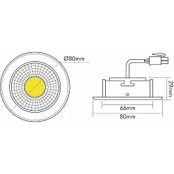 Recessed LED downlight A 5068 T Flat IP44, Ø 8cm, COB, 8W 4000K 920lm 38°, CRi>90, brushed nickel