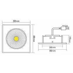 downlight 5068Q ECO FLAT BIO square IP40, brushed nickel dimmable