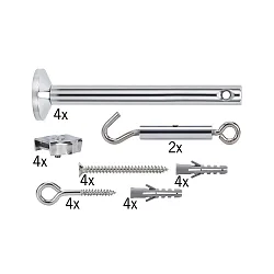 Accessories for Wire system 12V WIRE SYSTEM L&E Spann assembly set, 4 Deflector, 165mm, chrome