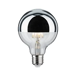 LED Deco Globe G95 Top mirrored Lamp SILVER, 230V, E27, 6.5W 2700K 600lm