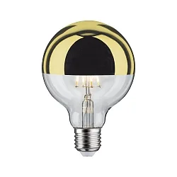 LED Deco Globe G95 Top mirrored Lamp GOLD, 230V, E27, 6.5W 2700K 600lm, dimmable