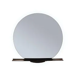 mirror with lighting MIRO Ø 50CM round, without frame, tunable white, with shelf IP44, black matt 