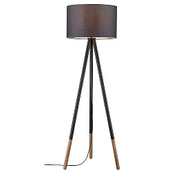 Paulmann Floor lamp Neordic Rurik 1 flame with fabric shade gray/wood