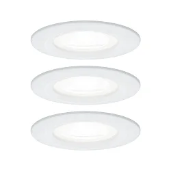 Set of 3 Recessed spot LED NOVA, IP44, fixed, 230V, incl. 3x GU10 6.5W 4000K 450lm 36°, white matt