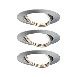 recessed luminaire BASE swivelling, set of 3, switchable GU10 IP20, brushed iron  15W 350lm 3000K 100° 100° CRI >80