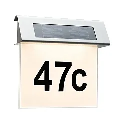 LED House number luminaire SPECIAL LINE LED Solar lamp, IP44, 1x0,2W, stainless steel/white
