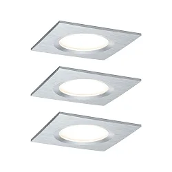 Paulmann Recessed luminaire LED Coin Slim, IP44, square, 6,8W, set of 3 dimmable, aluminum