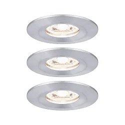 Set of 3 LED Recessed luminaire NOVA MINI with Module COIN, IP44, fixed, alu turned