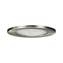 Furniture recessed luminaire, protective glass structured, 12V, G4, 66mm, brushed iron