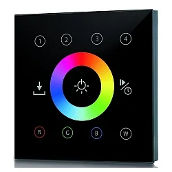 AC-DALI Touchpanel 4 ZONEN, RGBW, glass black, static, IP20
