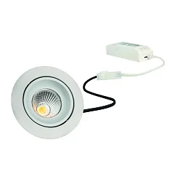 LED Recessed spot GAIL set of 1, round, 6W, 1900-3000K, IP40, swivelling, DimToWarm, Plug&play, white
