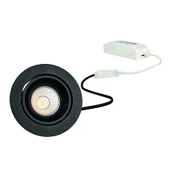 LED Recessed spot GAIL set of 1, round, 6W, 1900-3000K, IP40, swivelling, DimToWarm, Plug&play, black