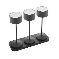 battery table lamp VELUNA up / down, CCT Switch, set of 3, with touch dimmer IP44, night black dimmable