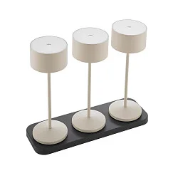 battery table lamp VELUNA up / down, CCT Switch, set of 3, with touch dimmer IP44, dune beige dimmable