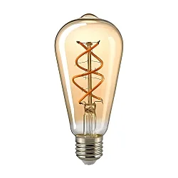 LED Decorative Spiral Filament rustic lamp Edison CURVED GOLD, 230V, Ø 6.4cm / L 14cm, E27, 4.5W 1800K 250lm 330°, dimmable