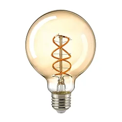 LED Decorative Spiral Filament light bulb Globe CURVED GLOBE, 230V, Ø 9.5cm / L 14cm, E27, 4W 1800K 250lm 330°, dimmable