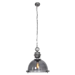 Steinhauer Pendant luminaire BIKKEL, 1 flame, glass, grey