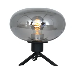 table lamp REFLEXION - Ø 22CM 1 flame, flat, with switch, with plug E27 IP20, black matt 