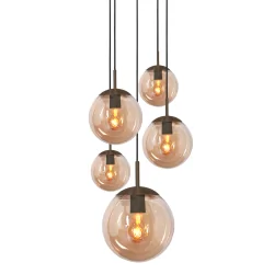 pendant luminaire BOLLIQUE 5 flames E27 IP20, cocoa dimmable