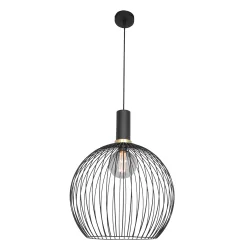 Mexlite Pendant luminaire AUREOLE, 1 flame, with gold ring, 45cm, black