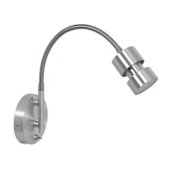 wall luminaire NATASJA with switch, with flex arm GU10 IP20, steel brushed dimmable