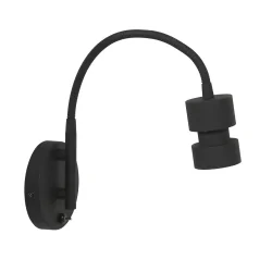 wall luminaire NATASJA with switch, with flex arm GU10 IP20, black matt dimmable