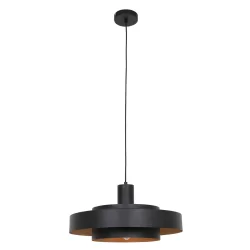 pendant luminaire FLINTER 1 flame, cylindrical, direct / indirect E27 IP20, black matt dimmable