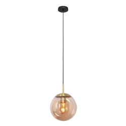 pendant luminaire BOLLIQUE round E27 IP20, amber, brass, black dimmable